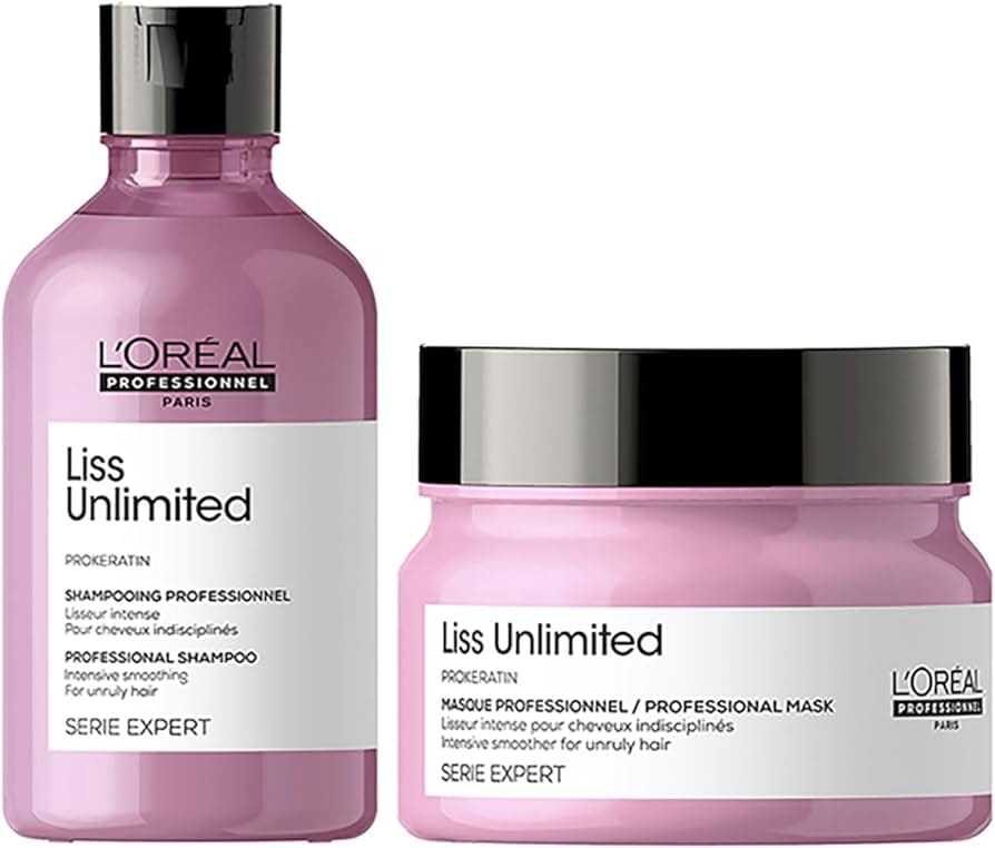 L'Oréal Liss Unlimited shampoo and mask for unmanageable hair.